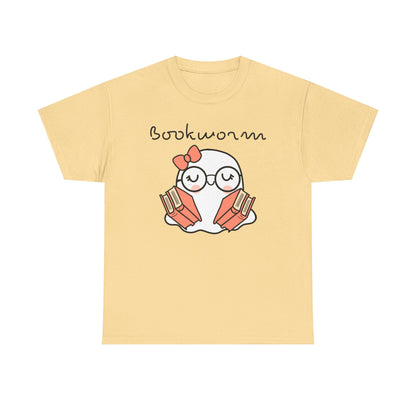Cute Ghosty Bookwork Unisex Heavy Cotton Tee