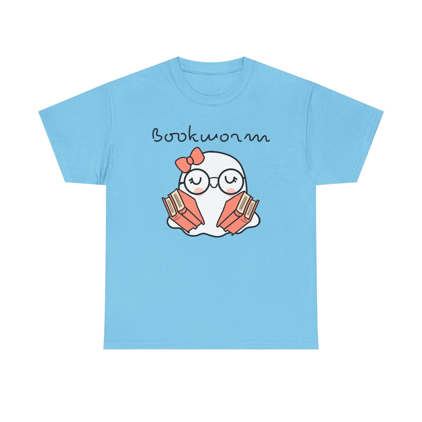 Cute Ghosty Bookwork Unisex Heavy Cotton Tee