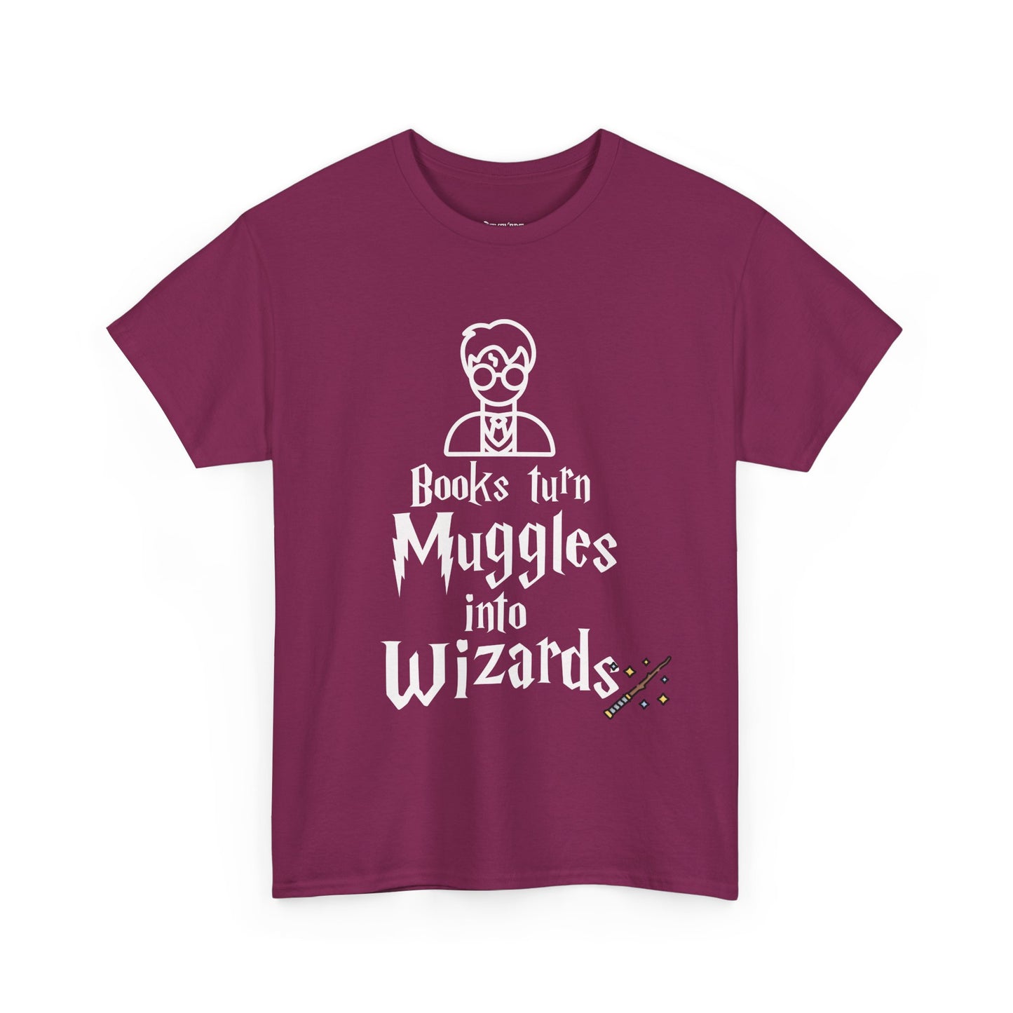 Books Turn Muggles into Wizards Unisex Heavy Cotton Tee