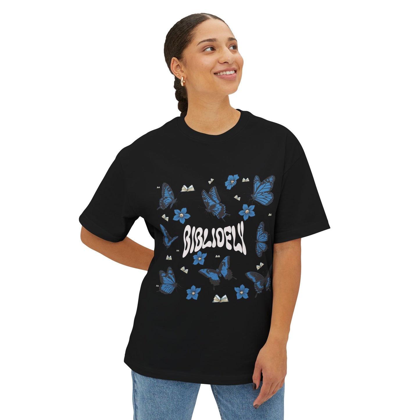 Butterfly Dream Unisex Oversized Boxy Tee - Comfortable & Stylish for Book Lovers