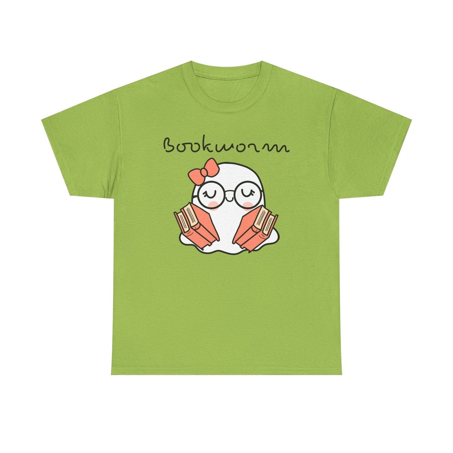 Cute Ghosty Bookwork Unisex Heavy Cotton Tee