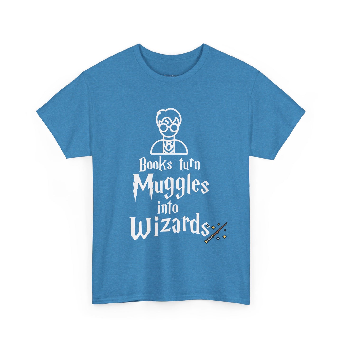 Books Turn Muggles into Wizards Unisex Heavy Cotton Tee