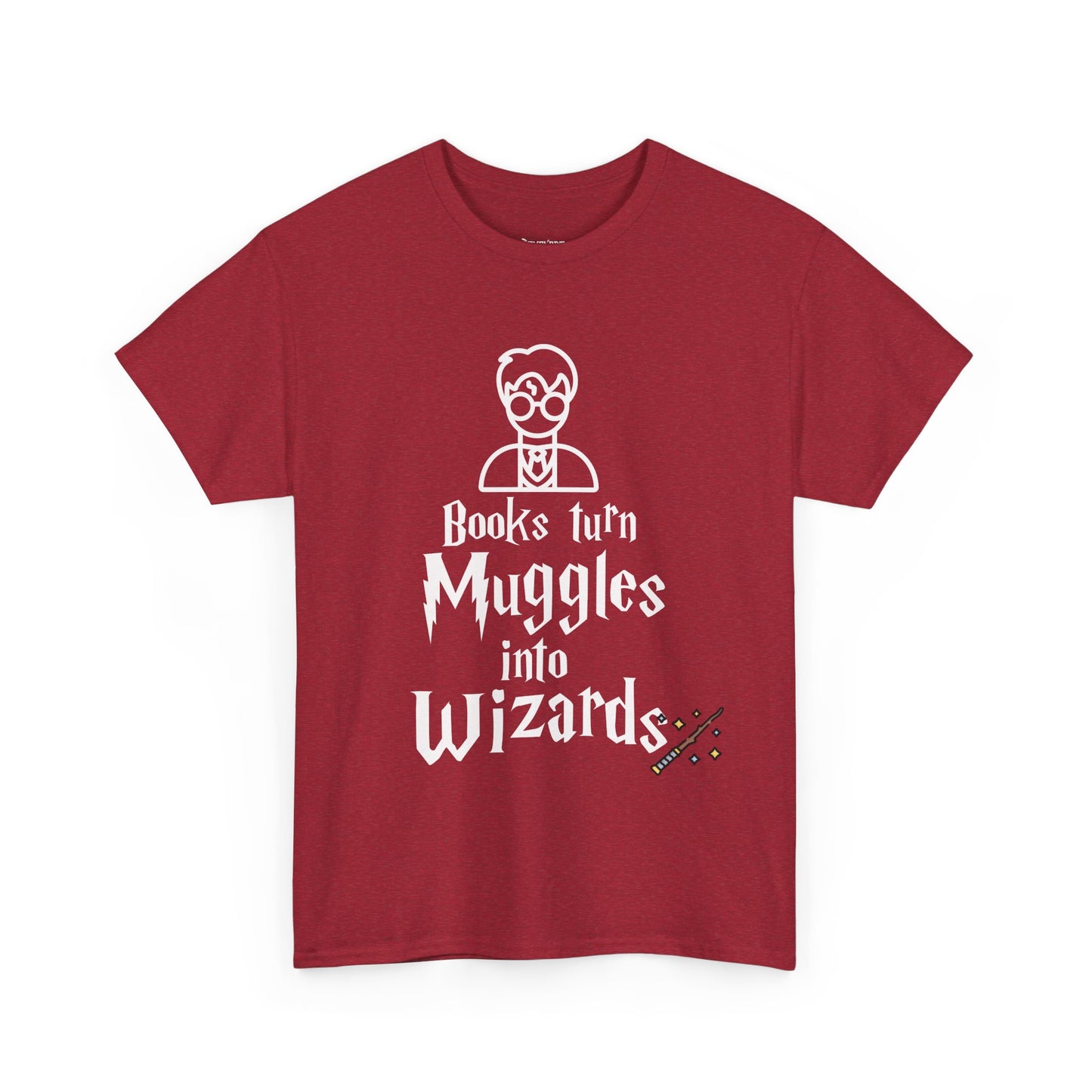 Books Turn Muggles into Wizards Unisex Heavy Cotton Tee