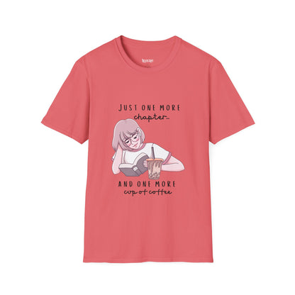 Book Lover's Unisex Softstyle T-Shirt - "Just One More Chapter" Design