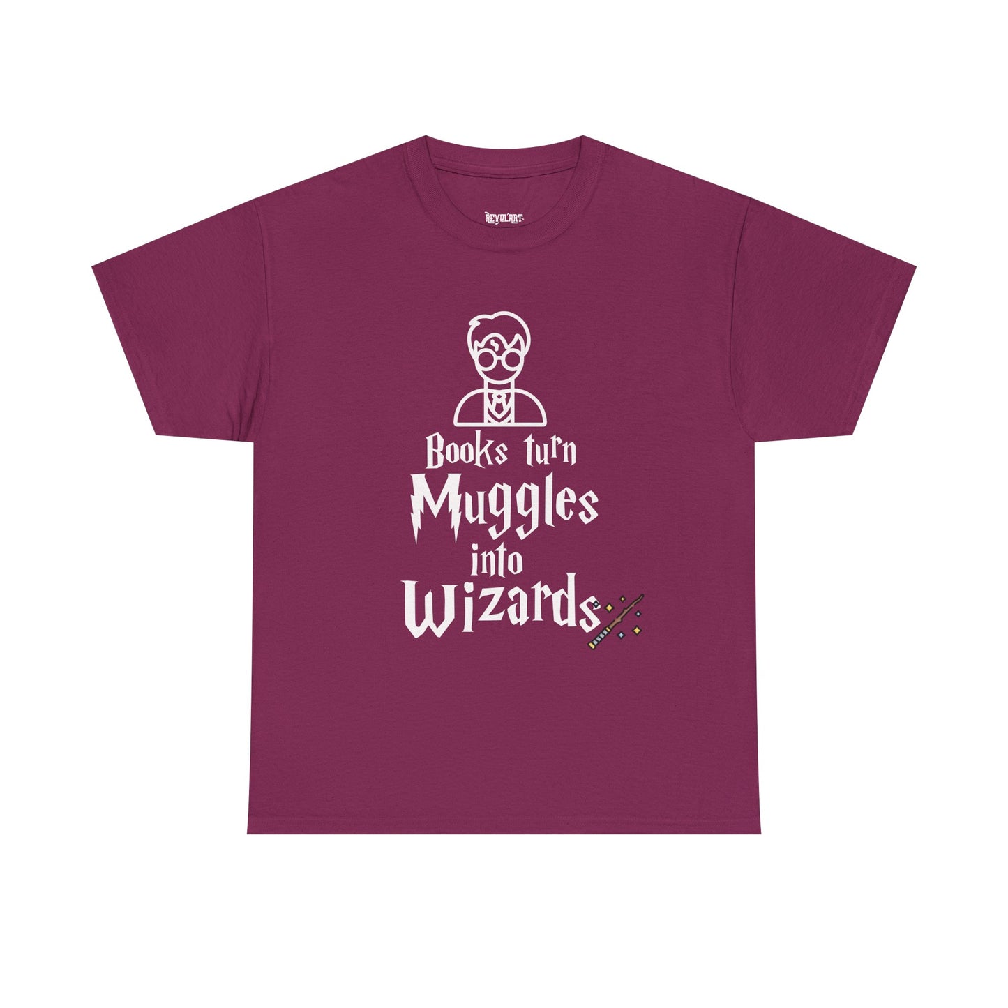 Books Turn Muggles into Wizards Unisex Heavy Cotton Tee
