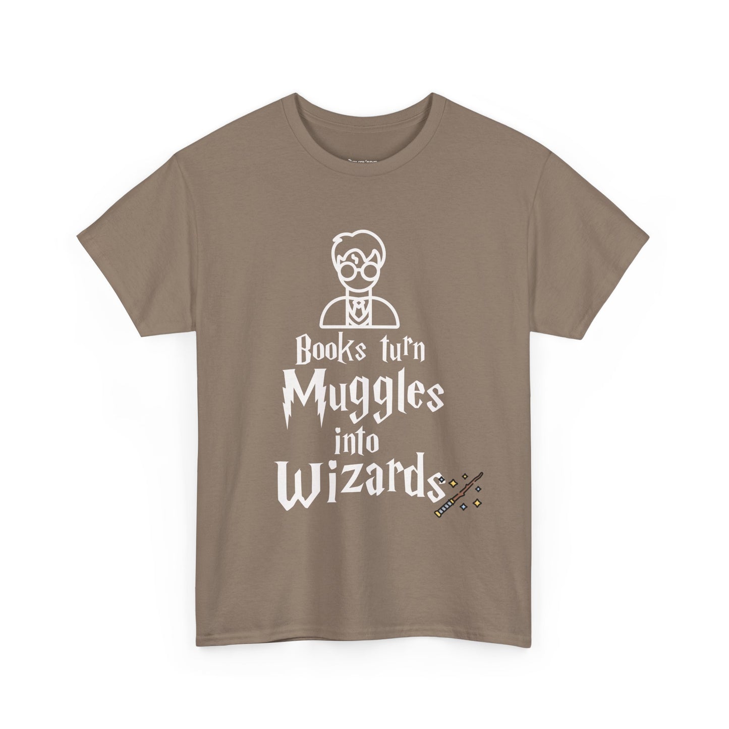Books Turn Muggles into Wizards Unisex Heavy Cotton Tee