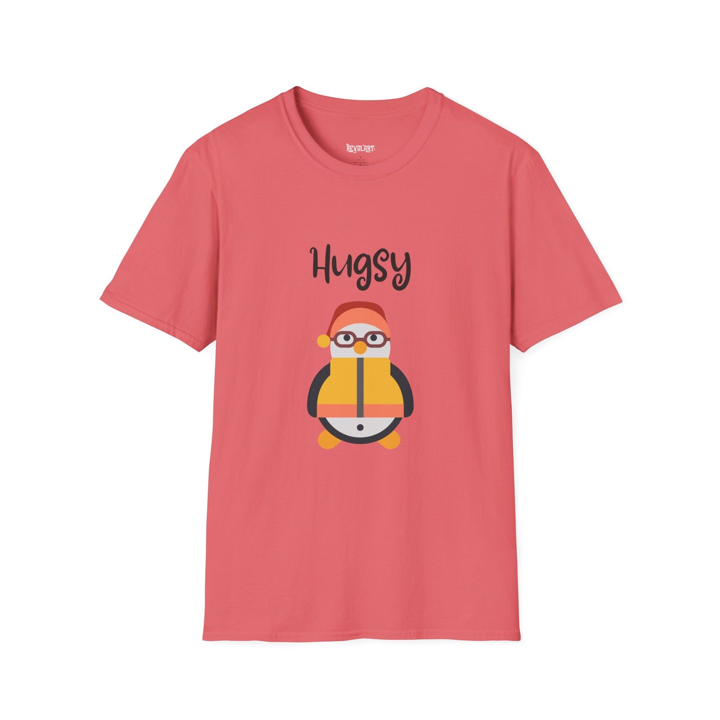 Cute HUGSY Graphic Unisex Softstyle T-Shirt, Holiday Gift, Casual Wear, Cute T-Shirt, Fun Apparel, Christmas Shirt for Friends Lovers