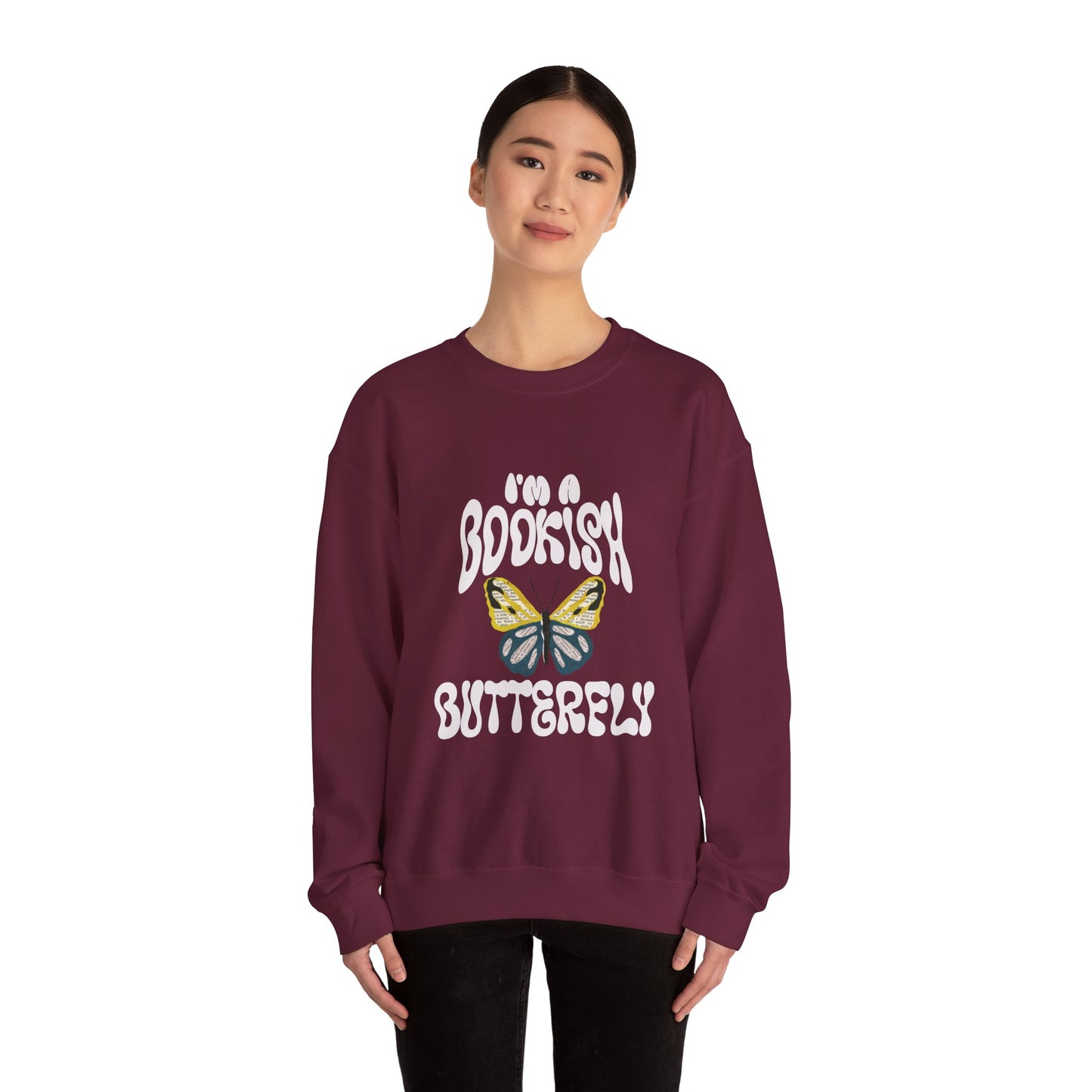 I'm a Bookish Butterfly Crewneck Sweatshirt - Cozy Literary Gift for Book Lovers