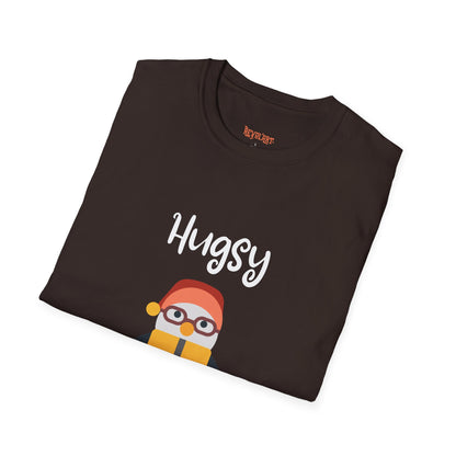 Cute HUGSY Graphic Unisex Softstyle T-Shirt, Holiday Gift, Casual Wear, Cute T-Shirt, Fun Apparel, Christmas Shirt for Friends Lovers