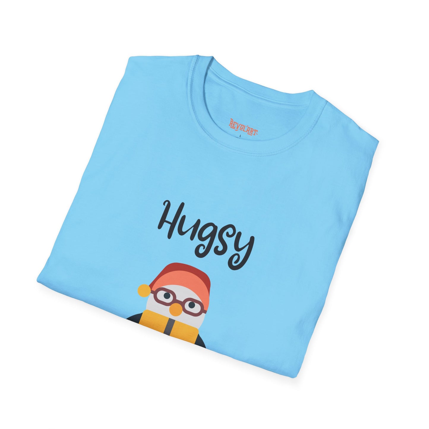 Cute HUGSY Graphic Unisex Softstyle T-Shirt, Holiday Gift, Casual Wear, Cute T-Shirt, Fun Apparel, Christmas Shirt for Friends Lovers