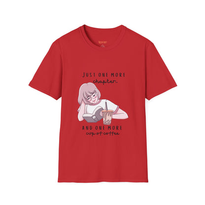 Book Lover's Unisex Softstyle T-Shirt - "Just One More Chapter" Design