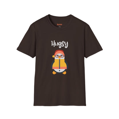 Cute HUGSY Graphic Unisex Softstyle T-Shirt, Holiday Gift, Casual Wear, Cute T-Shirt, Fun Apparel, Christmas Shirt for Friends Lovers