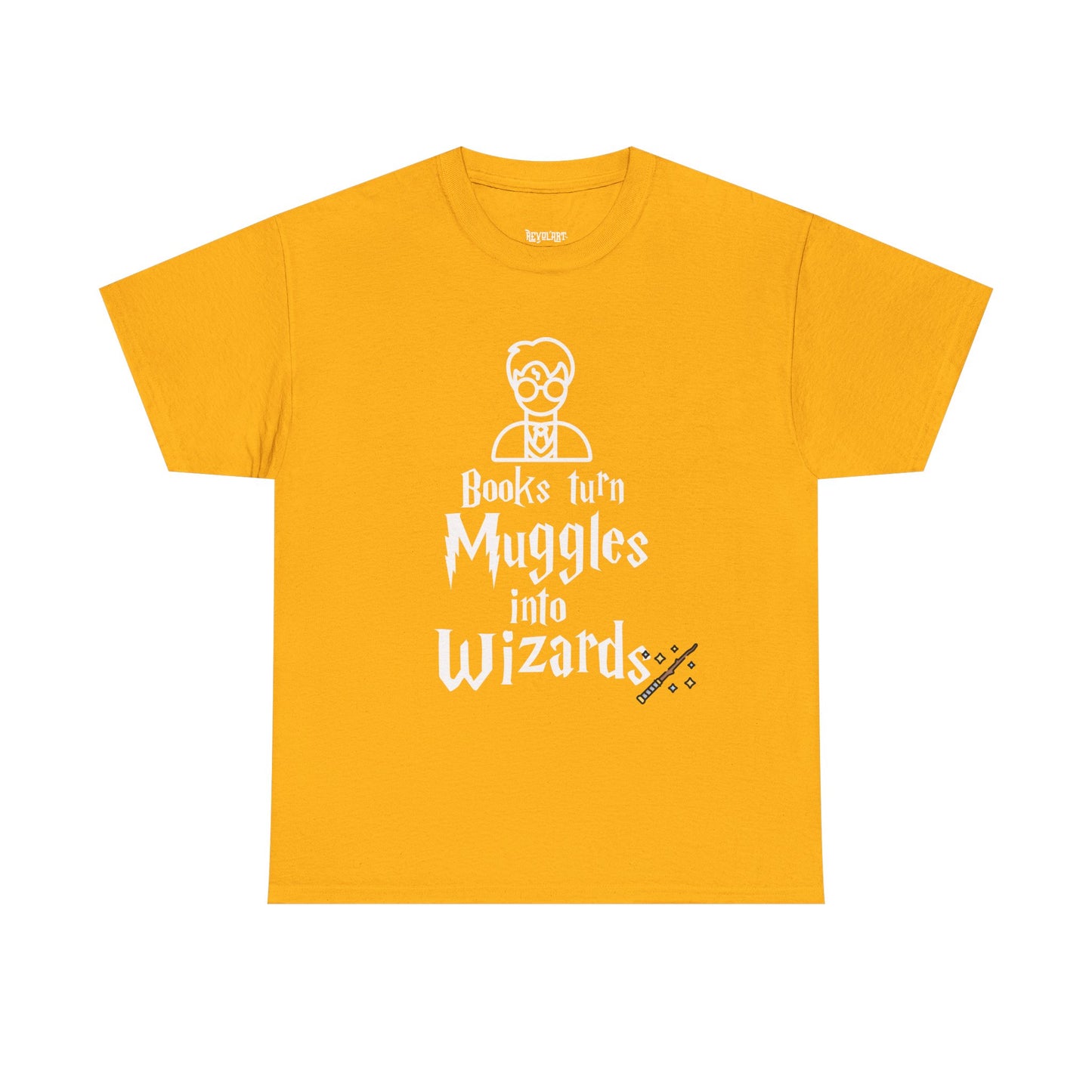Books Turn Muggles into Wizards Unisex Heavy Cotton Tee