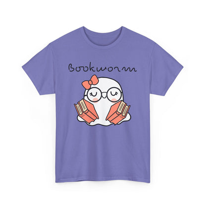 Cute Ghosty Bookwork Unisex Heavy Cotton Tee