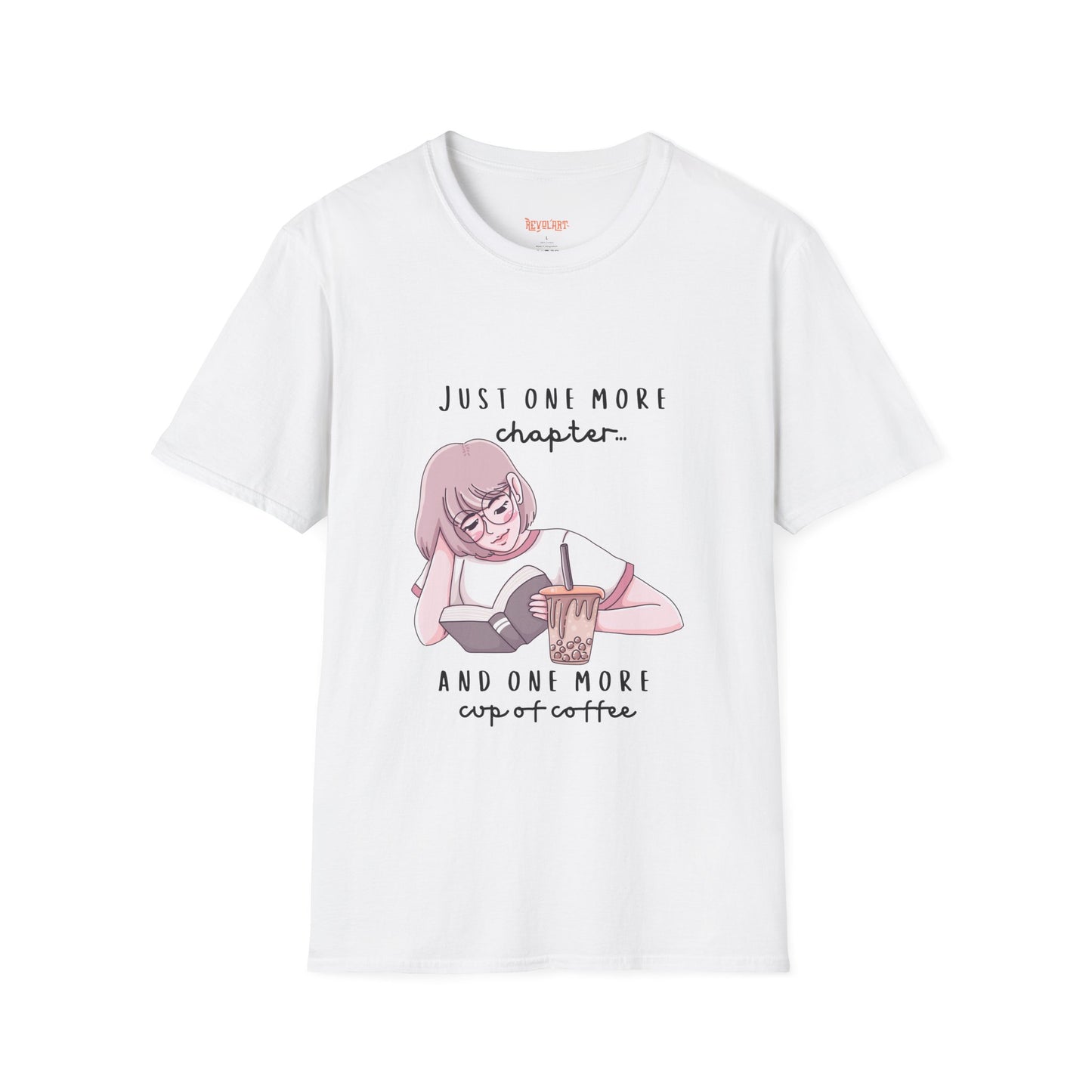 Book Lover's Unisex Softstyle T-Shirt - "Just One More Chapter" Design