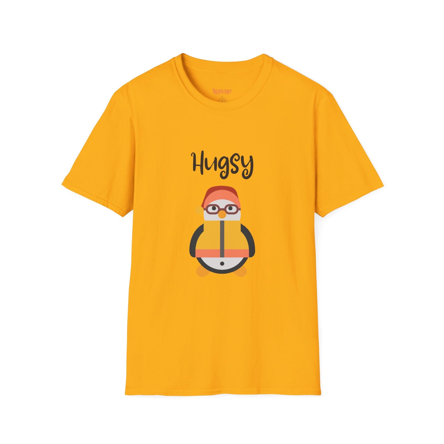 Cute HUGSY Graphic Unisex Softstyle T-Shirt, Holiday Gift, Casual Wear, Cute T-Shirt, Fun Apparel, Christmas Shirt for Friends Lovers