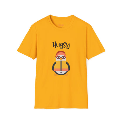 Cute HUGSY Graphic Unisex Softstyle T-Shirt, Holiday Gift, Casual Wear, Cute T-Shirt, Fun Apparel, Christmas Shirt for Friends Lovers