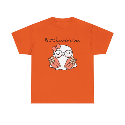 Cute Ghosty Bookwork Unisex Heavy Cotton Tee