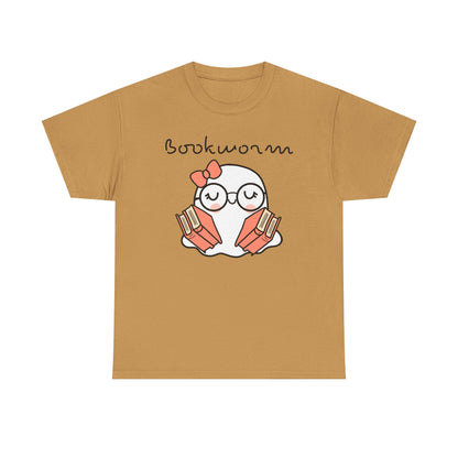 Cute Ghosty Bookwork Unisex Heavy Cotton Tee