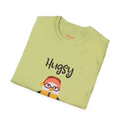 Cute HUGSY Graphic Unisex Softstyle T-Shirt, Holiday Gift, Casual Wear, Cute T-Shirt, Fun Apparel, Christmas Shirt for Friends Lovers
