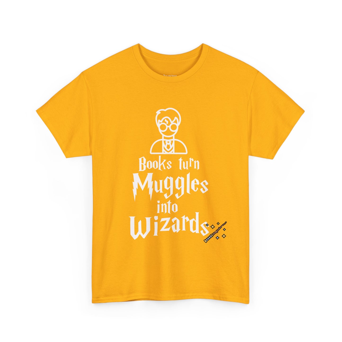 Books Turn Muggles into Wizards Unisex Heavy Cotton Tee