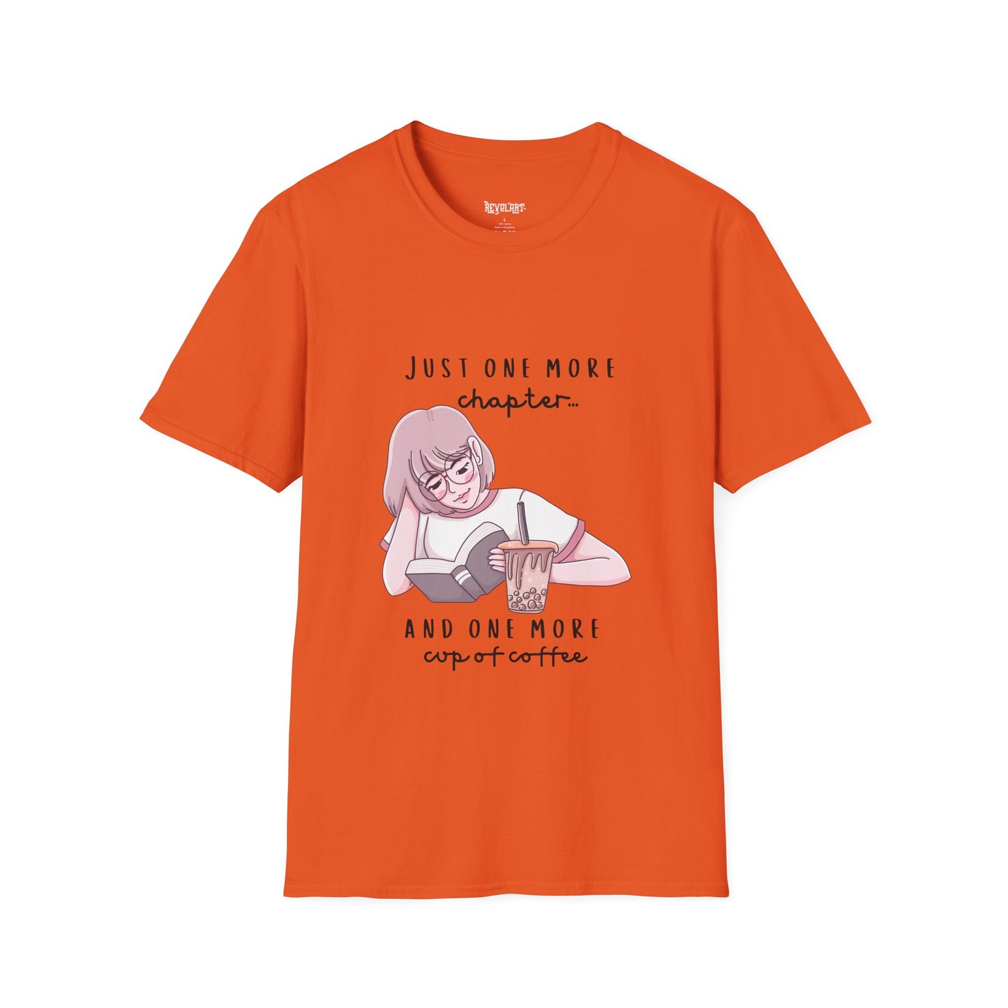 Book Lover's Unisex Softstyle T-Shirt - "Just One More Chapter" Design