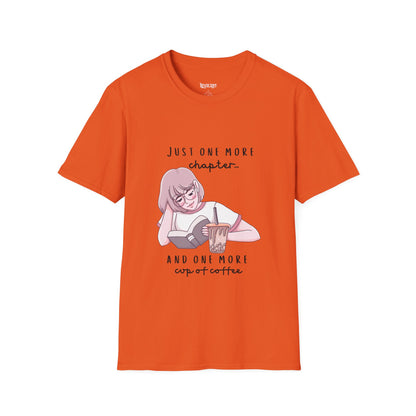 Book Lover's Unisex Softstyle T-Shirt - "Just One More Chapter" Design
