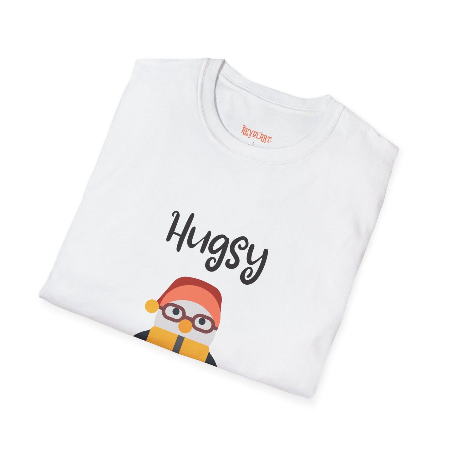 Cute HUGSY Graphic Unisex Softstyle T-Shirt, Holiday Gift, Casual Wear, Cute T-Shirt, Fun Apparel, Christmas Shirt for Friends Lovers