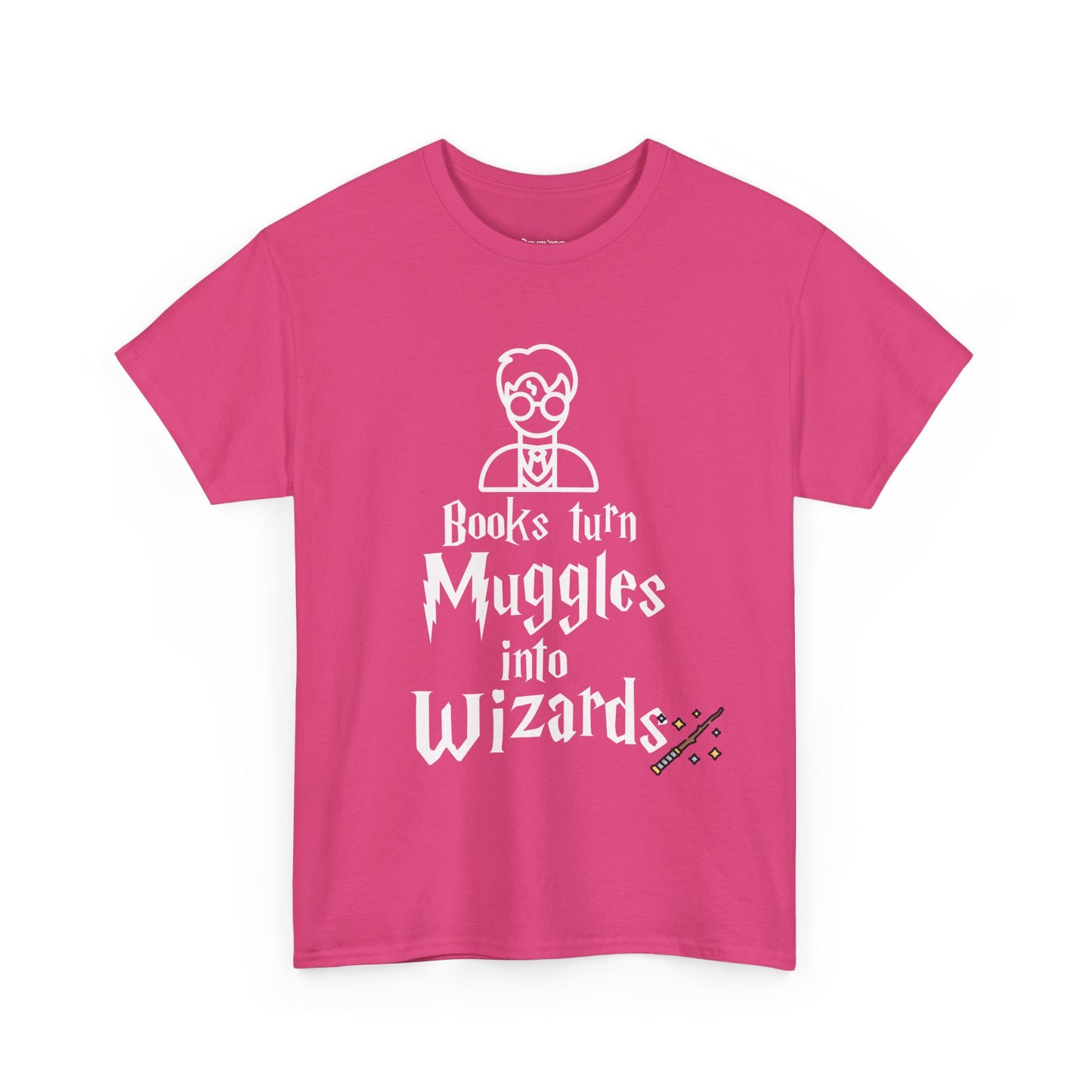 Books Turn Muggles into Wizards Unisex Heavy Cotton Tee