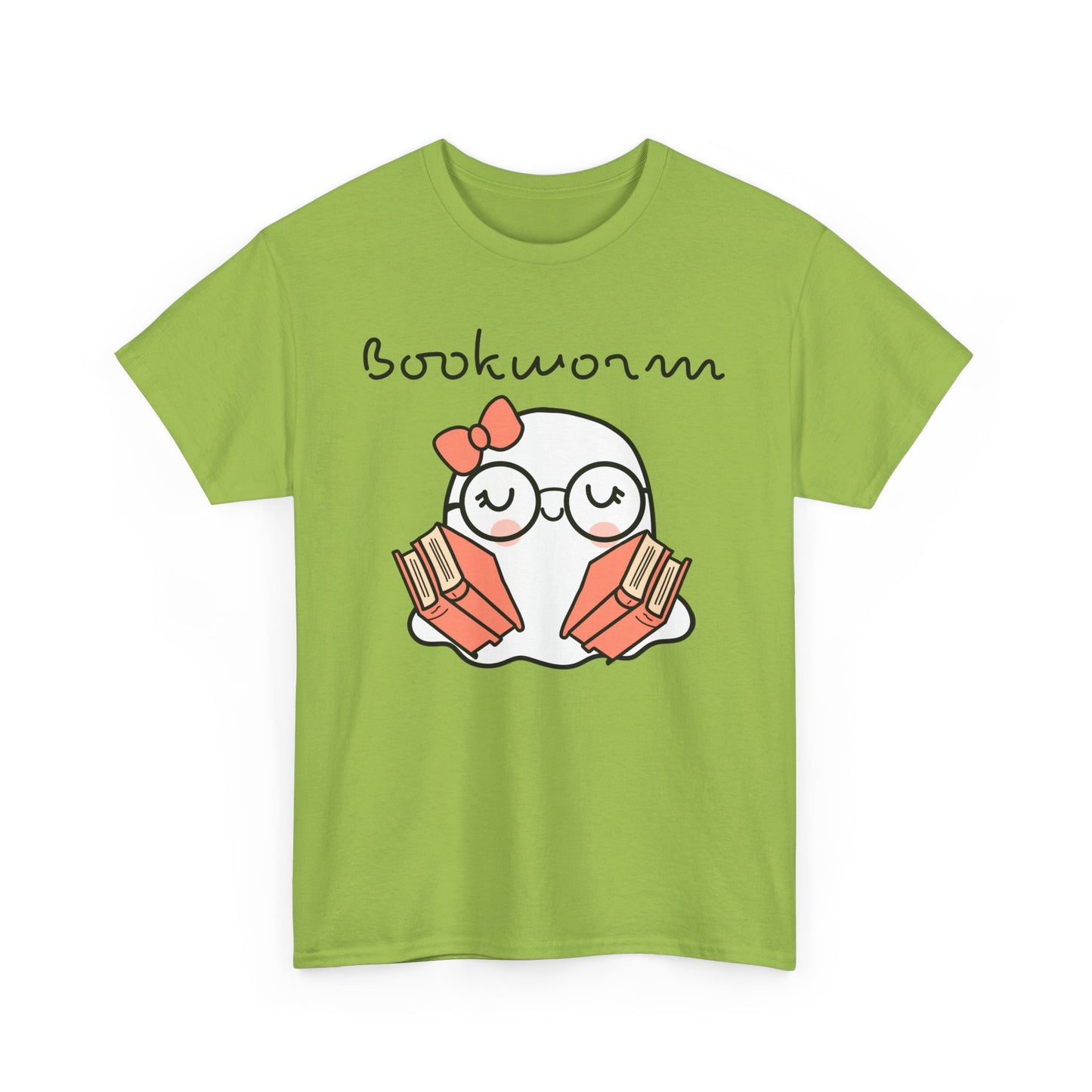 Cute Ghosty Bookwork Unisex Heavy Cotton Tee