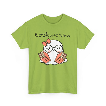 Cute Ghosty Bookwork Unisex Heavy Cotton Tee