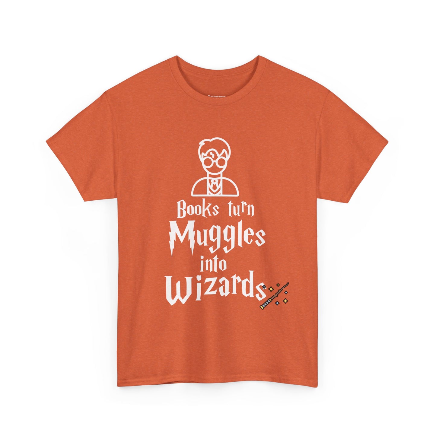 Books Turn Muggles into Wizards Unisex Heavy Cotton Tee