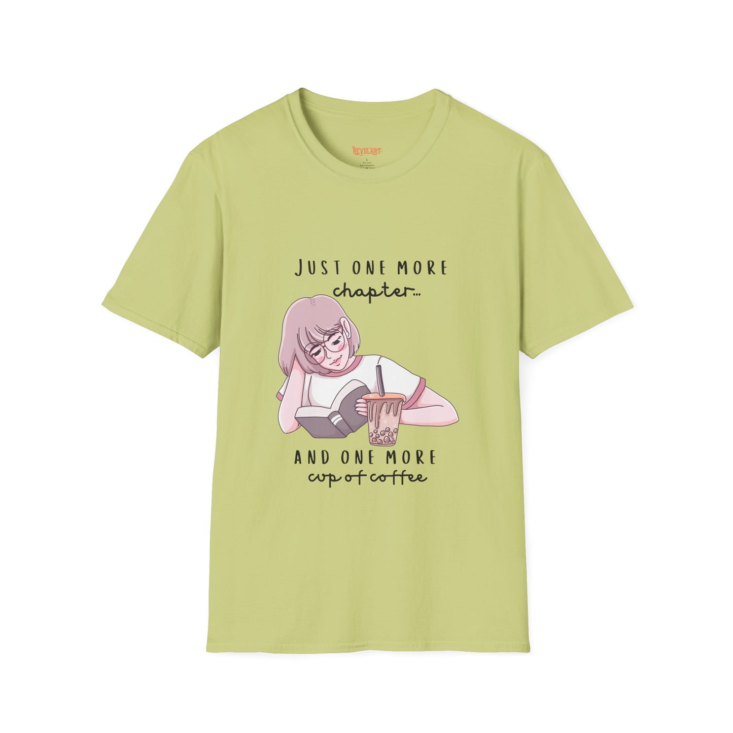 Book Lover's Unisex Softstyle T-Shirt - "Just One More Chapter" Design