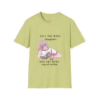 Book Lover's Unisex Softstyle T-Shirt - "Just One More Chapter" Design