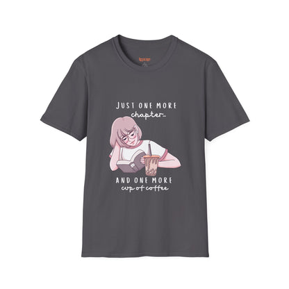 Book Lover's Unisex Softstyle T-Shirt - "Just One More Chapter" Design