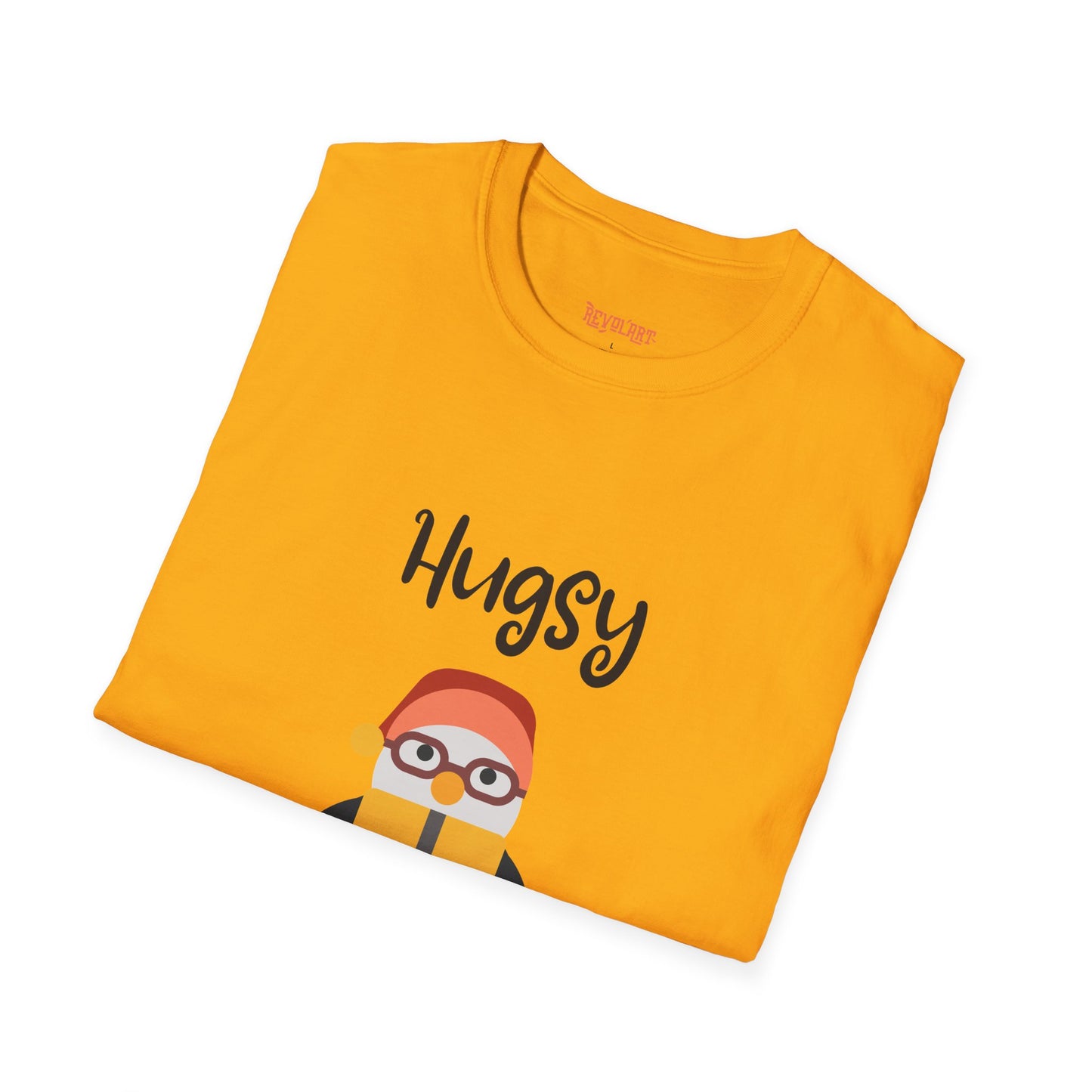 Cute HUGSY Graphic Unisex Softstyle T-Shirt, Holiday Gift, Casual Wear, Cute T-Shirt, Fun Apparel, Christmas Shirt for Friends Lovers