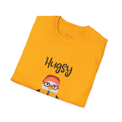 Cute HUGSY Graphic Unisex Softstyle T-Shirt, Holiday Gift, Casual Wear, Cute T-Shirt, Fun Apparel, Christmas Shirt for Friends Lovers