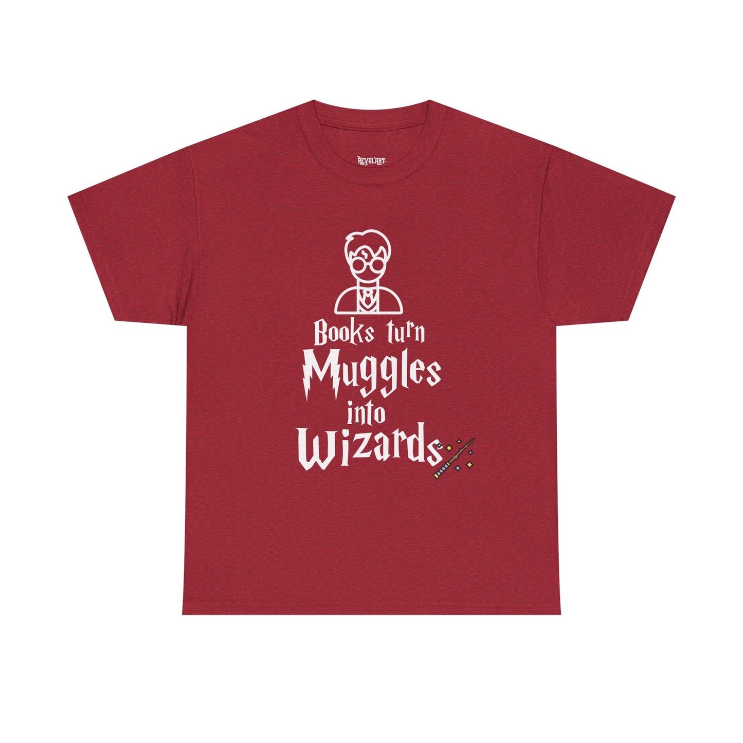 Books Turn Muggles into Wizards Unisex Heavy Cotton Tee