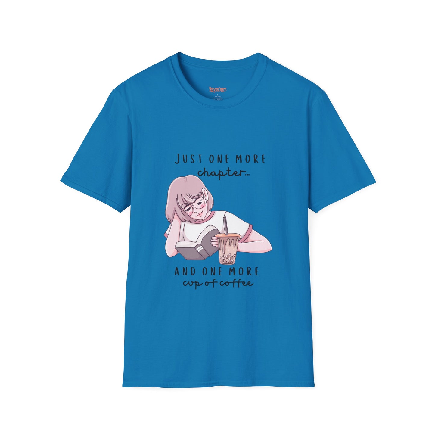 Book Lover's Unisex Softstyle T-Shirt - "Just One More Chapter" Design