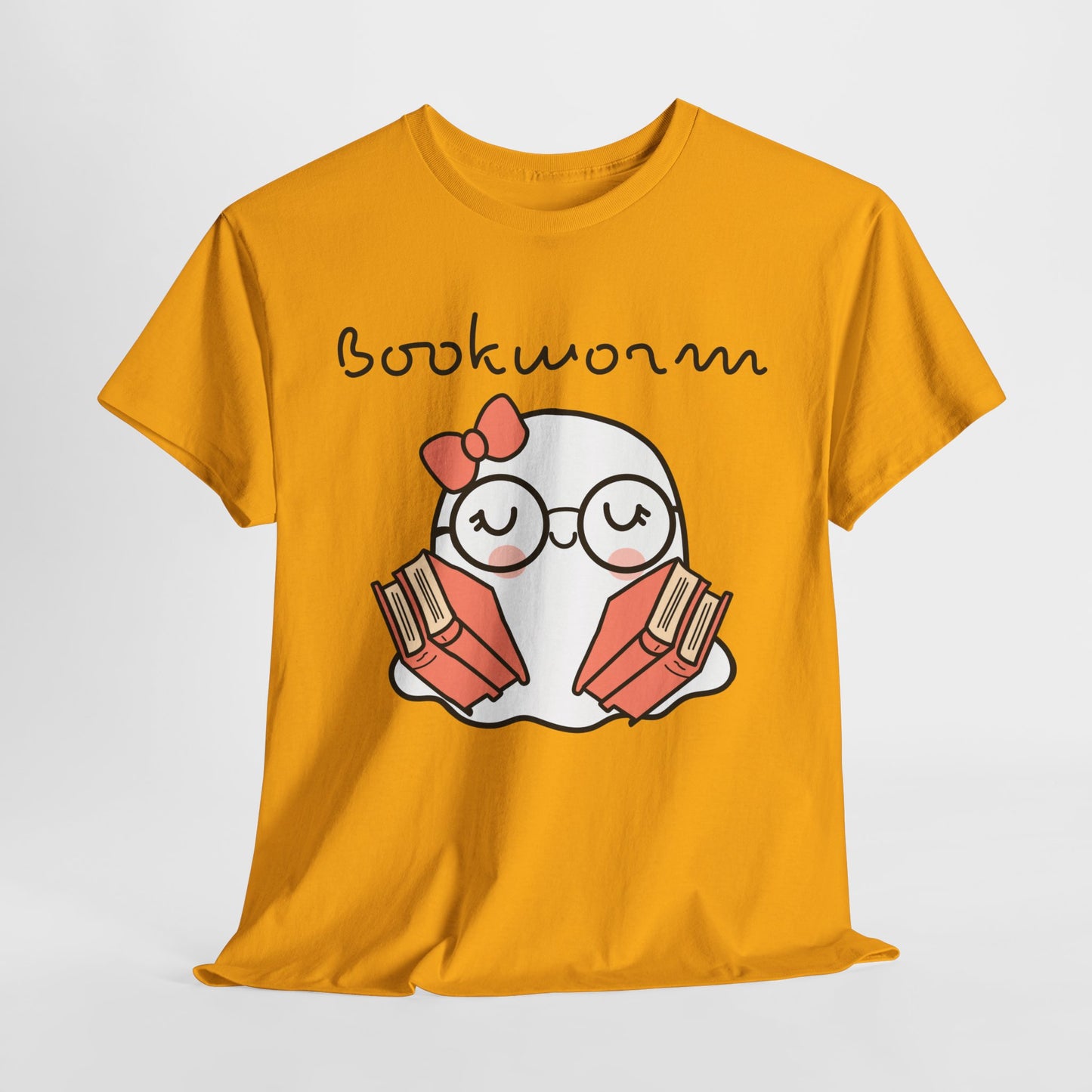 Cute Ghosty Bookwork Unisex Heavy Cotton Tee