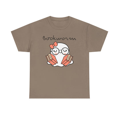Cute Ghosty Bookwork Unisex Heavy Cotton Tee