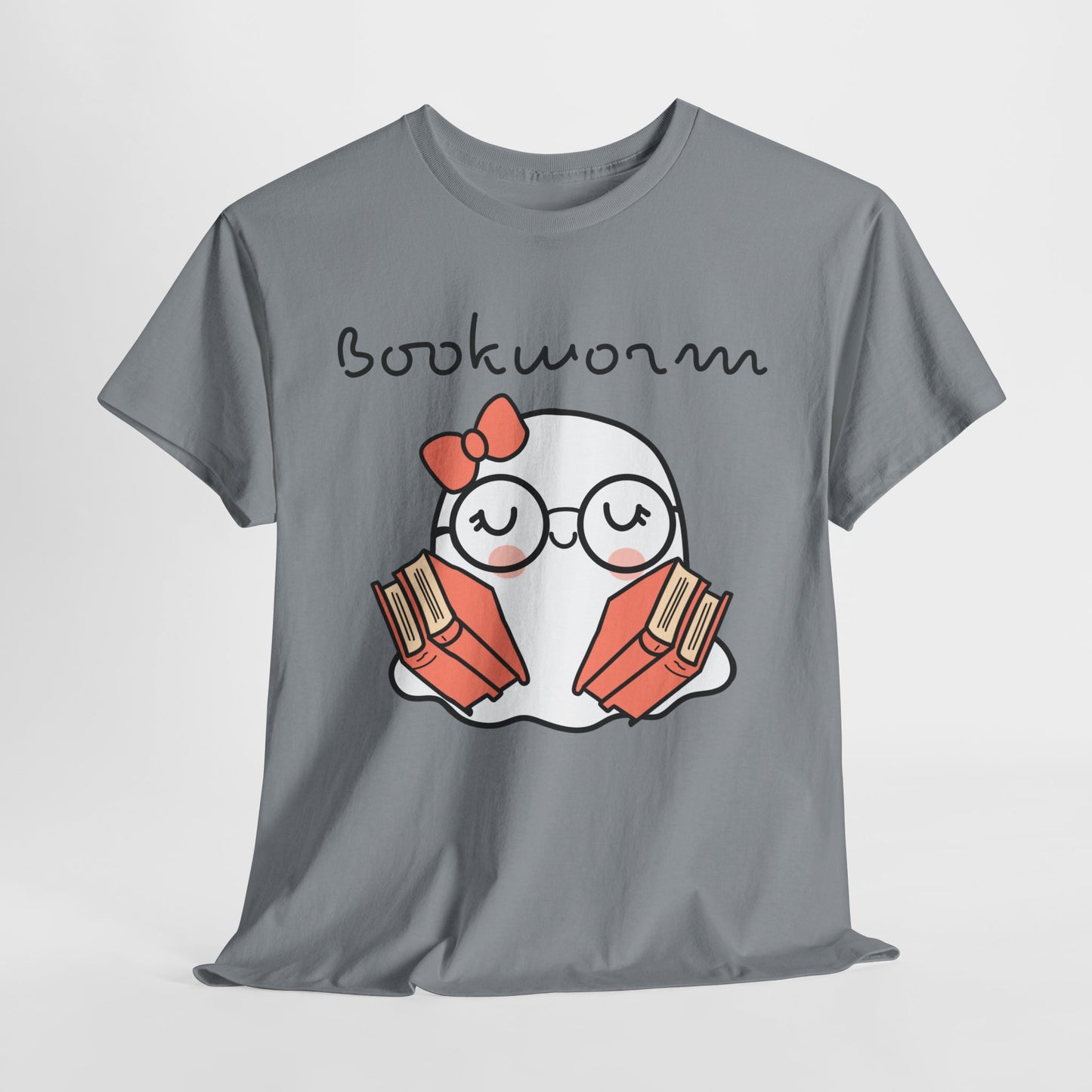 Cute Ghosty Bookwork Unisex Heavy Cotton Tee