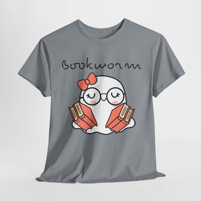 Cute Ghosty Bookwork Unisex Heavy Cotton Tee