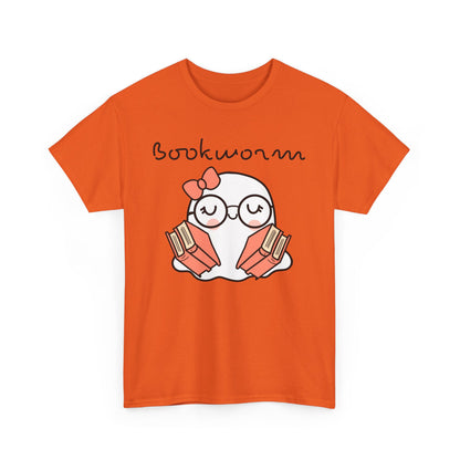 Cute Ghosty Bookwork Unisex Heavy Cotton Tee