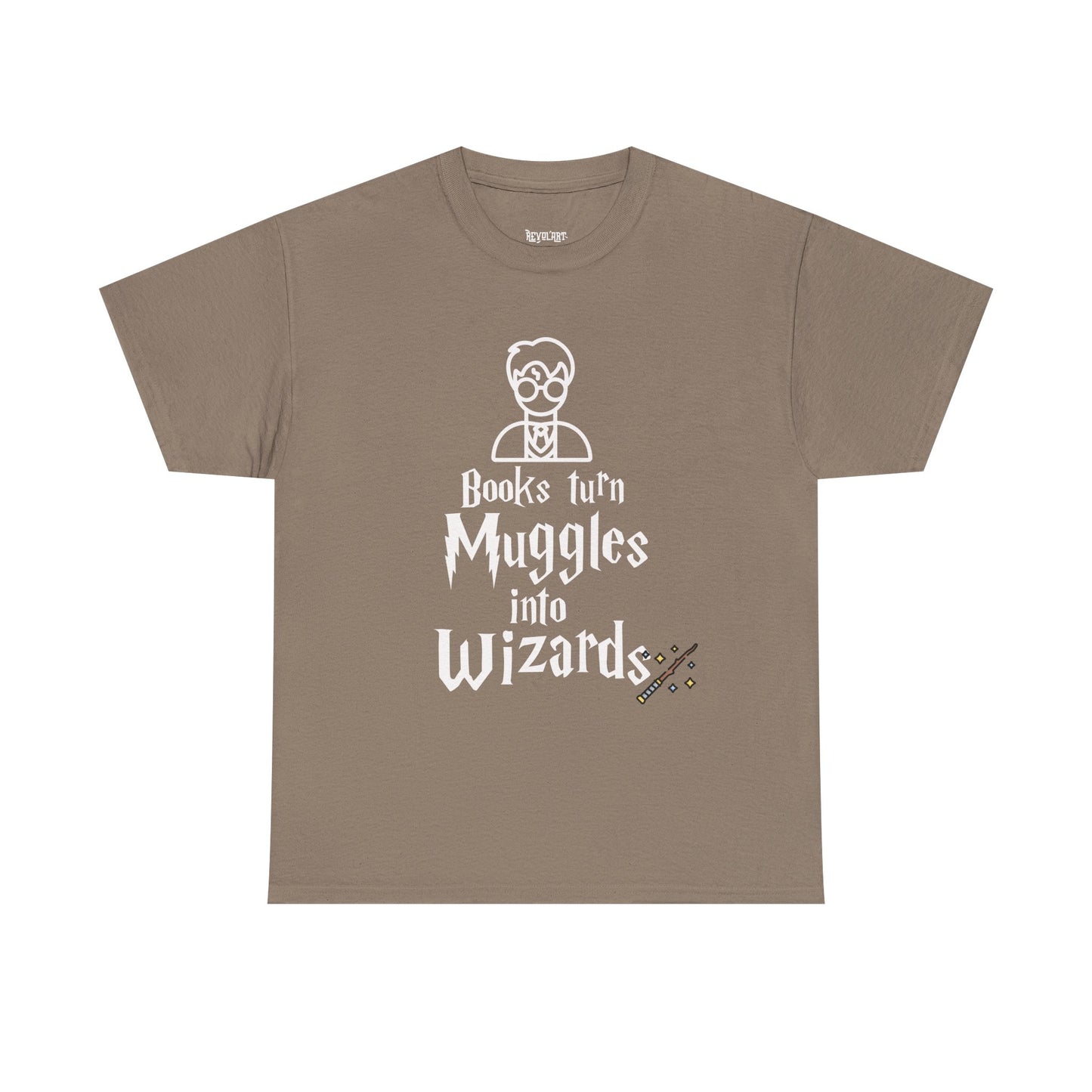 Books Turn Muggles into Wizards Unisex Heavy Cotton Tee