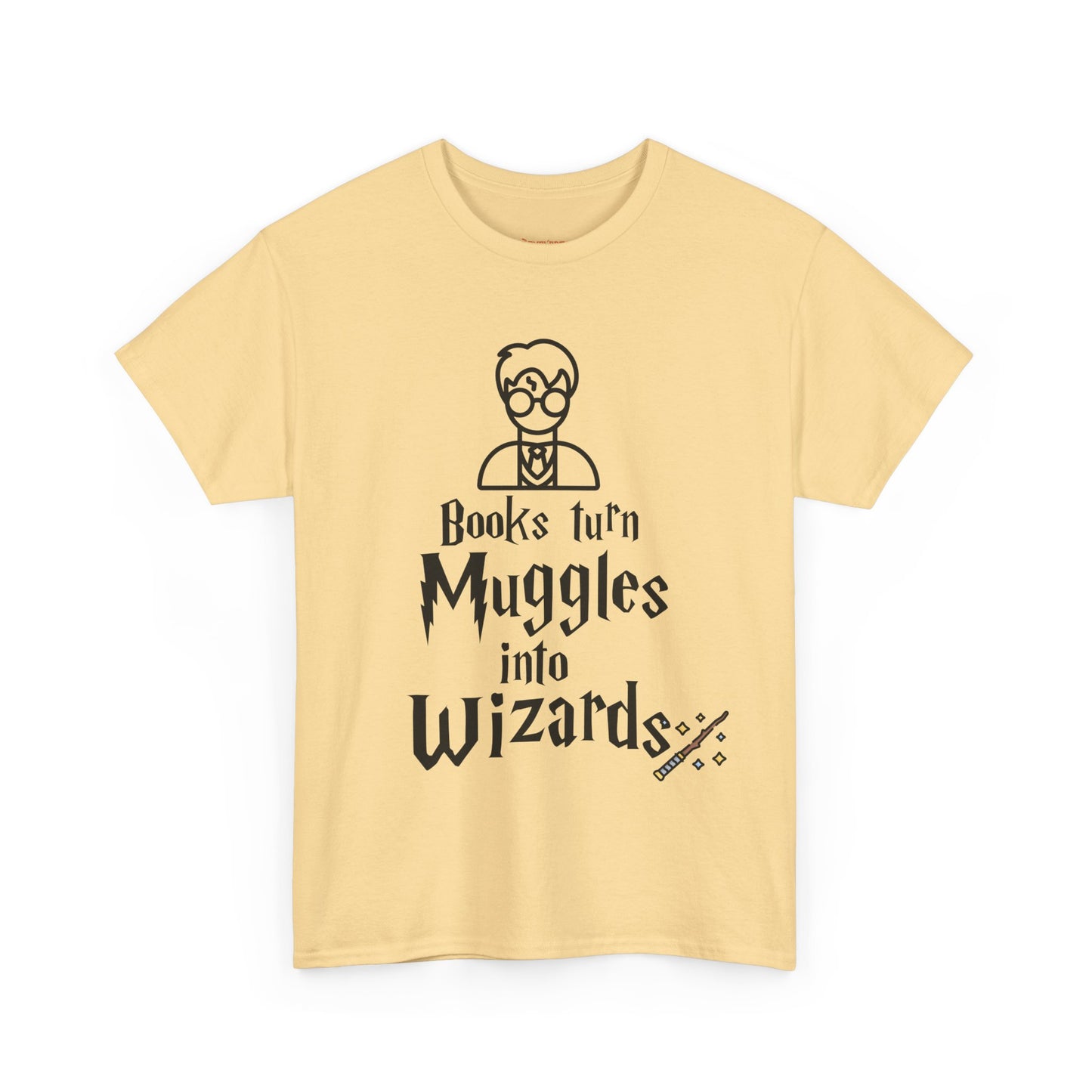 Books Turn Muggles into Wizards Unisex Heavy Cotton Tee