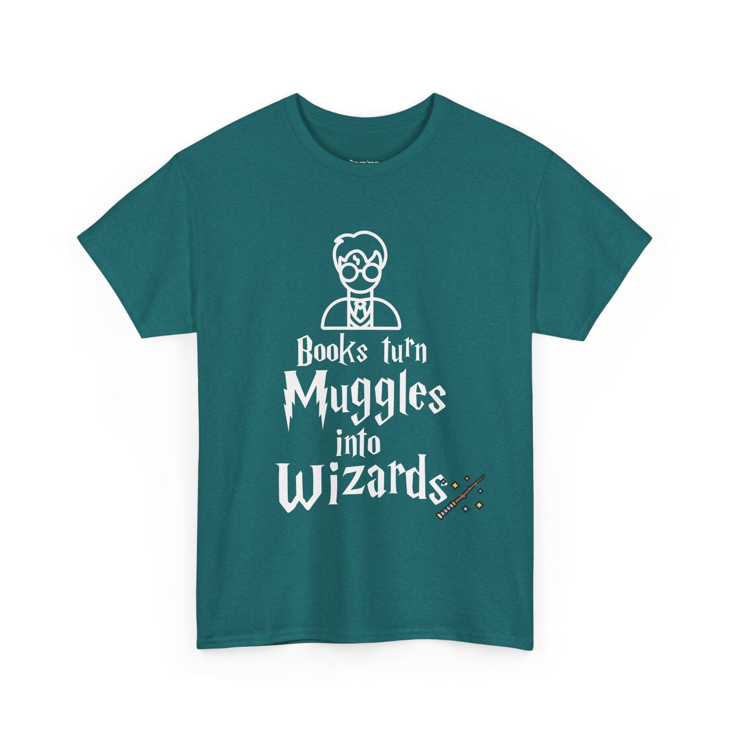 Books Turn Muggles into Wizards Unisex Heavy Cotton Tee
