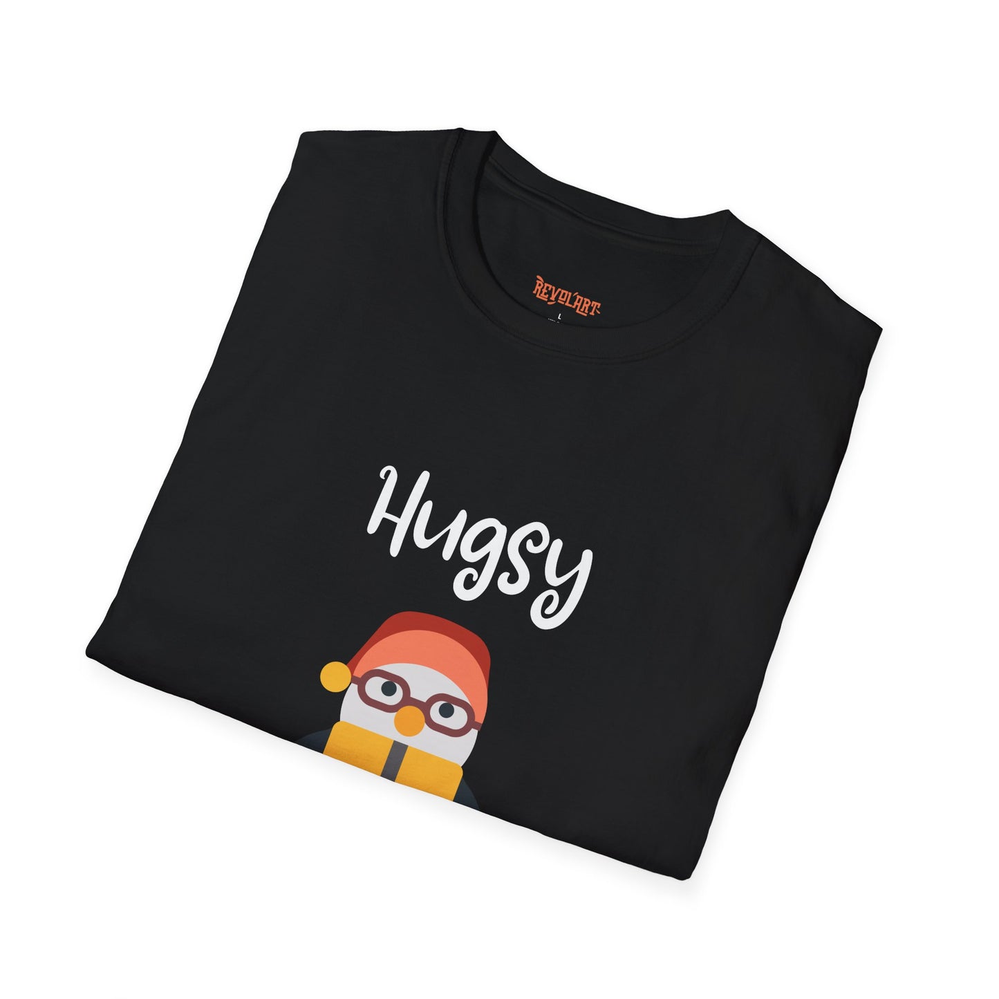 Cute HUGSY Graphic Unisex Softstyle T-Shirt, Holiday Gift, Casual Wear, Cute T-Shirt, Fun Apparel, Christmas Shirt for Friends Lovers