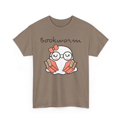 Cute Ghosty Bookwork Unisex Heavy Cotton Tee