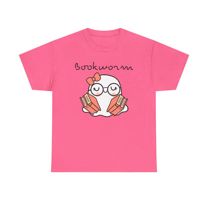 Cute Ghosty Bookwork Unisex Heavy Cotton Tee